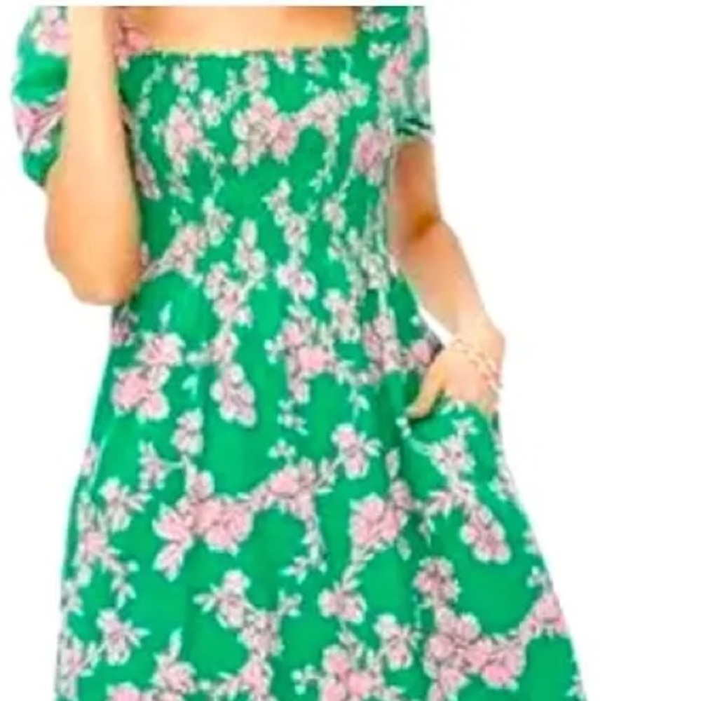 J. Crew puff-sleeve smocked dress LP never worn